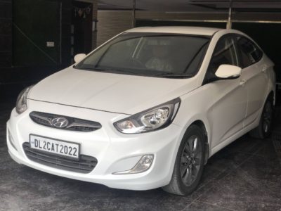 Hyundai White Verna Fluidic 1.6 CRDi SX Automatic, 2014, Diesel | 1st Owner & Brown interior